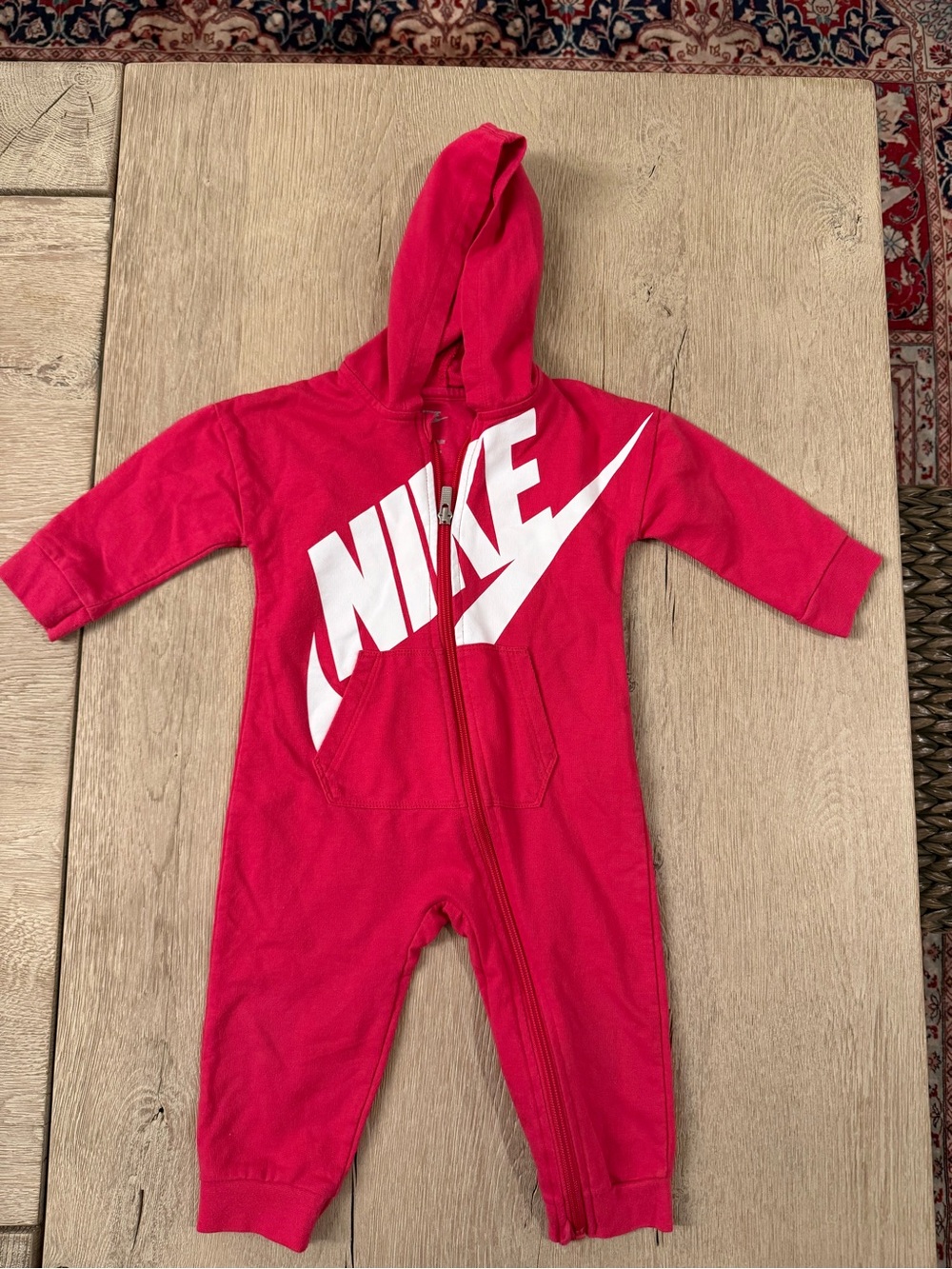 Nike Hot Pink Kids Zip-Up Hooded One-Piece